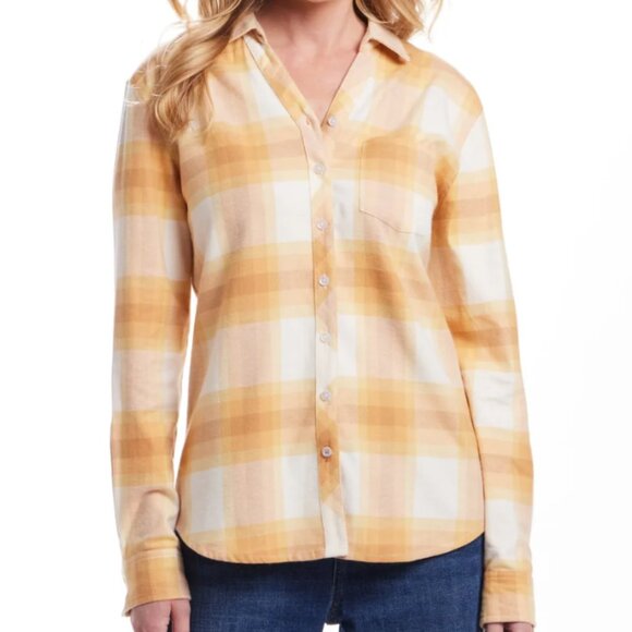 Weatherproof Vintage Women's Flannel Shirt Yellow size XXL - Picture 1 of 9